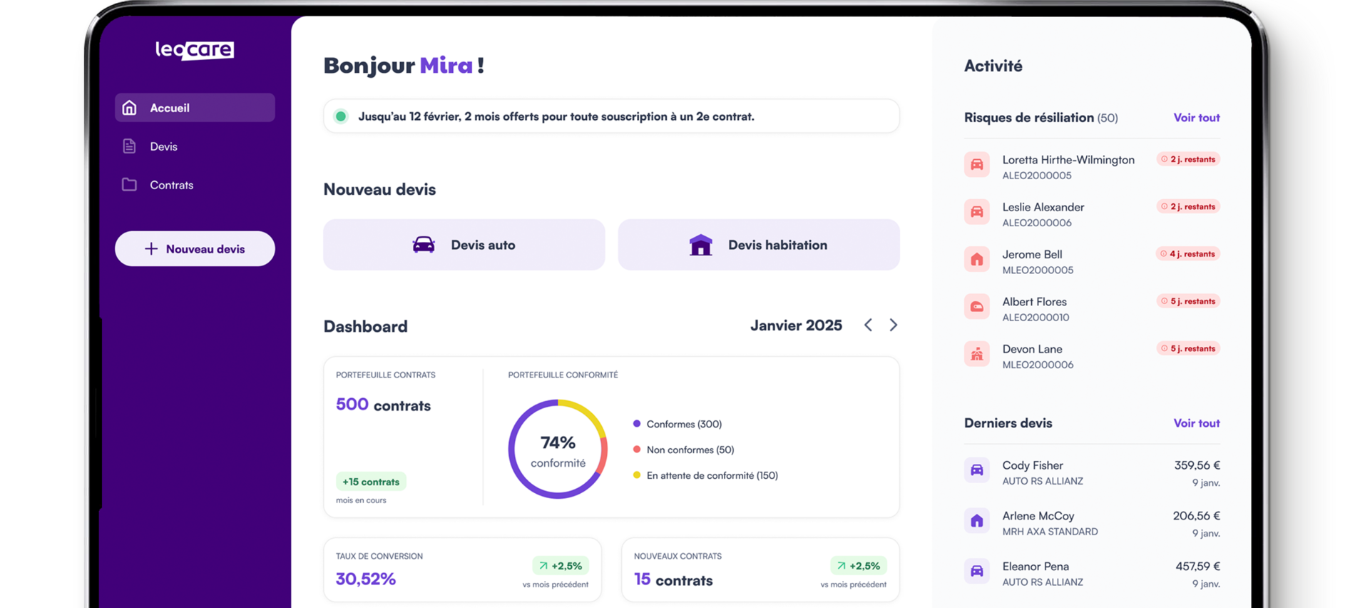 vue de l'extranet courtiers