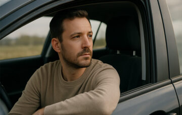 homme voiture stationnement