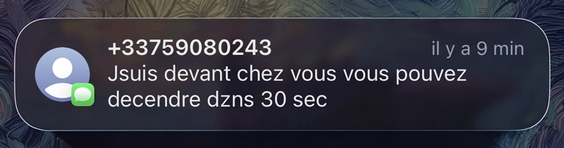 sms arnaque je suis devant chez vous