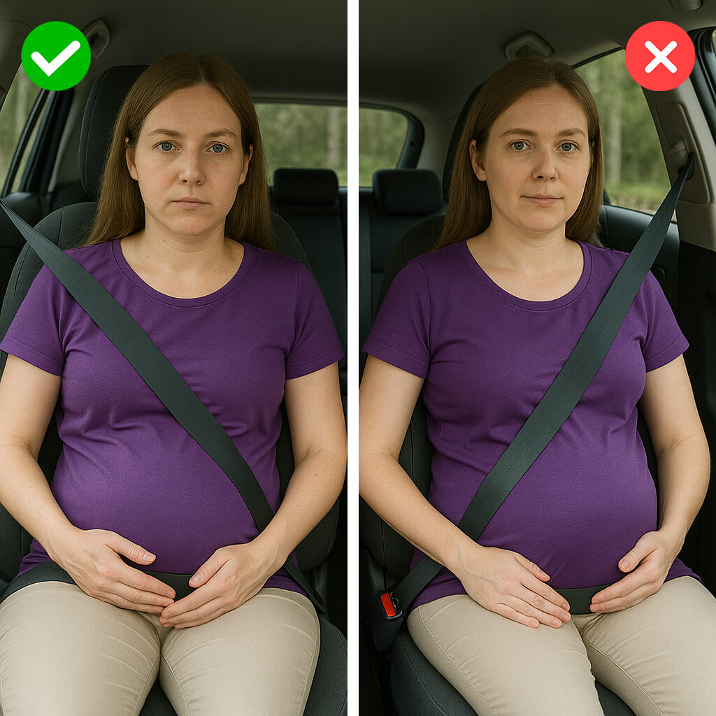 position ceinture de securite femme