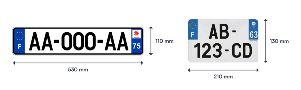 tailles plaques immatriculation