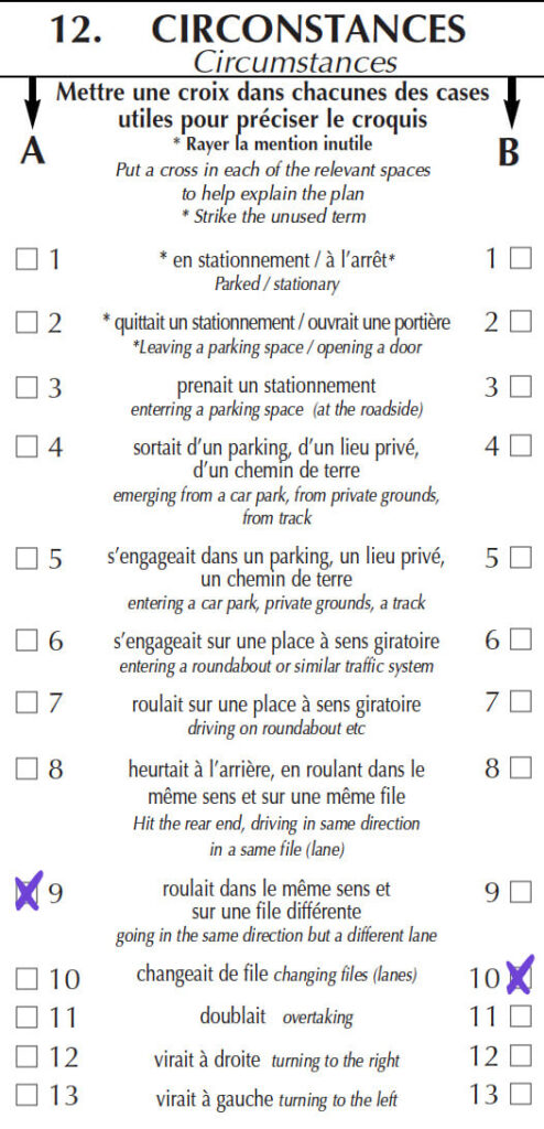 etape circonstances constat amiable auto