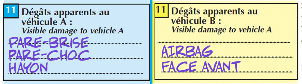 etape degats apparents constat amiable auto