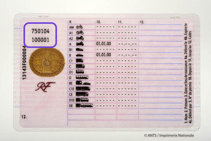 numero permis format carte bancaire