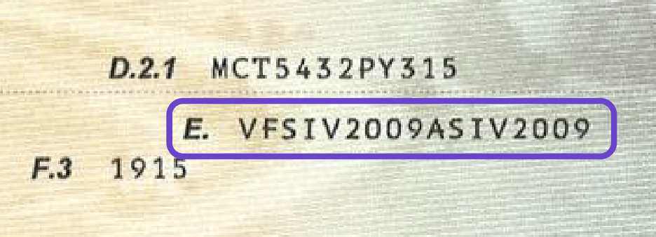 rubrique e carte grise auto numero vin