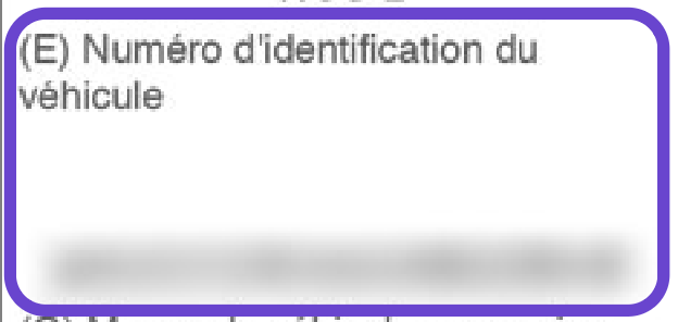 rubrique e carte grise provisoire VIN