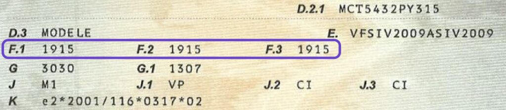 rubrique f carte grise auto masses maximales ptac