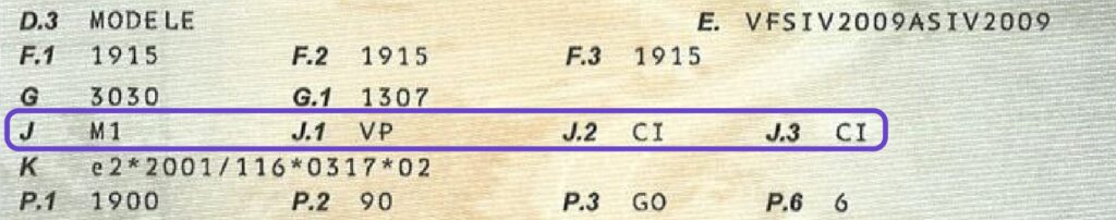 rubrique j carte grise auto categorie genre