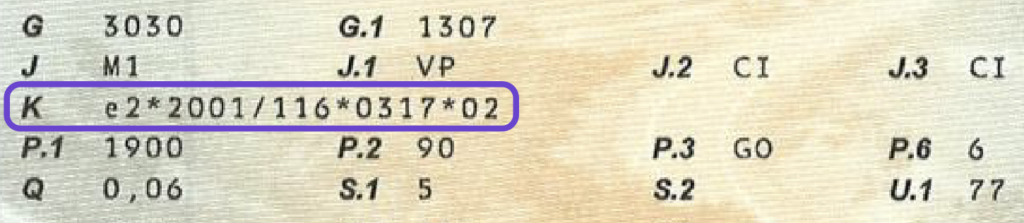 rubrique k carte grise auto numero reception