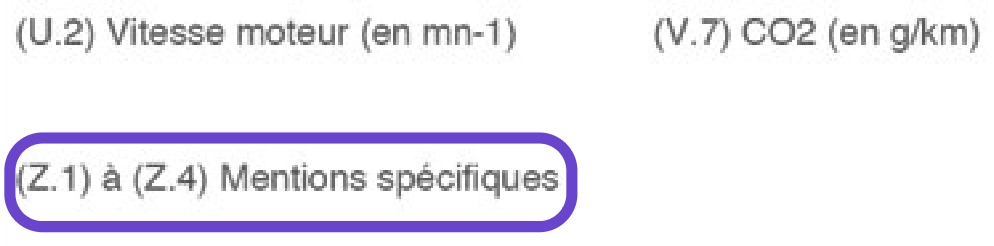 rubrique z carte grise provisoire mentions specifiques