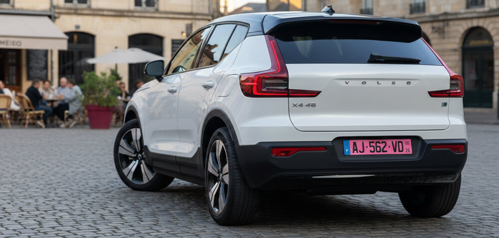 voiture plaque immatriculation rose